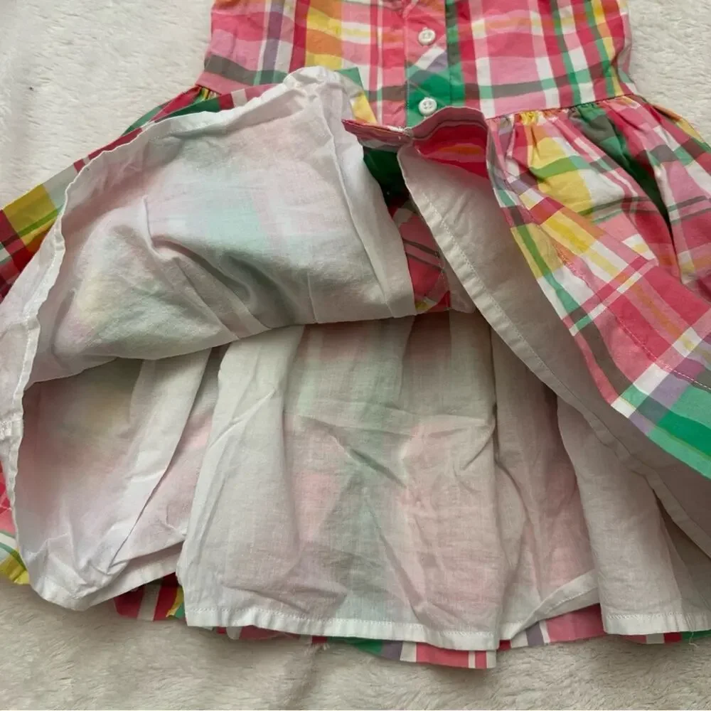 Janie and Jack Pink Plaid Dress sz 6-12 m happy in madras Sun Dress